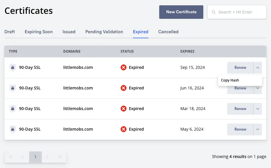 zerossl limit on the number of free certificates